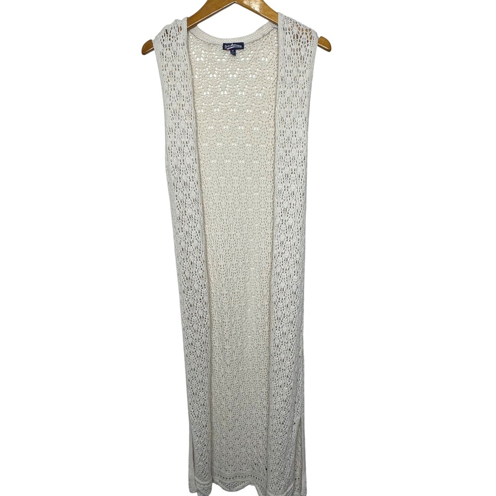 Freshman Crocheted Sleeveless Duster/Swim Cover‎ Medium Cream